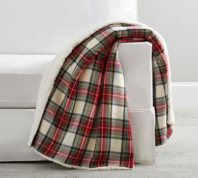 Stewart Plaid with Sherpa Back Throw