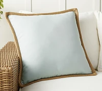 Faux Natural Fiber Trim Outdoor Pillow