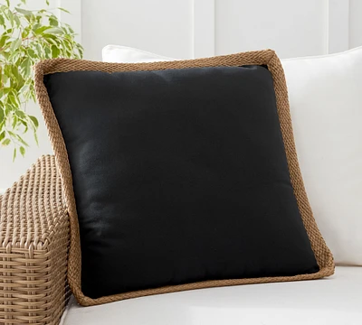 Faux Natural Fiber Trim Outdoor Pillow