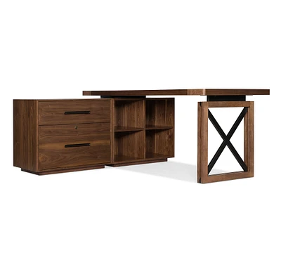 Daniel L-Shape Desk with File Cabinet