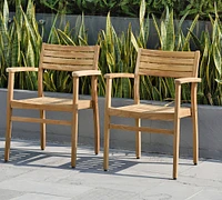 Monza Stacking Teak Outdoor Armchairs, Set of 2