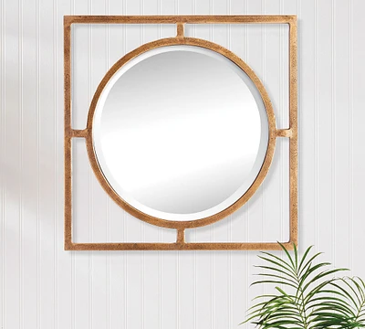 Charli Antique Gold Round Wall Mirror - 18"W