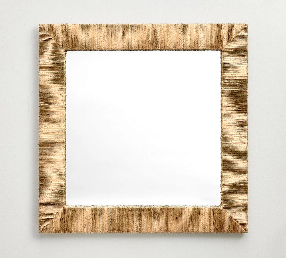 Malibu Handwoven Seagrass 40" Square Mirror