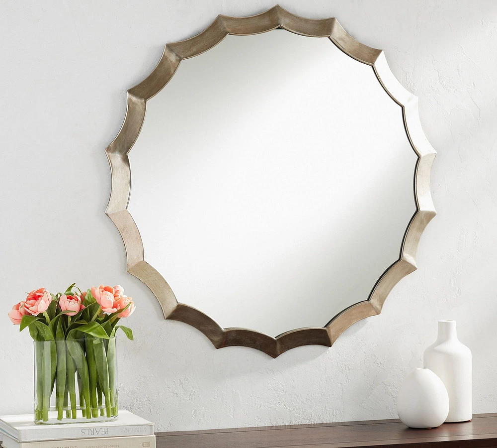 Scalloped Round Wall Mirror