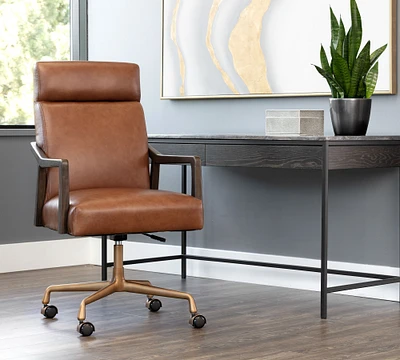 Misha Leather Swivel Desk Chair