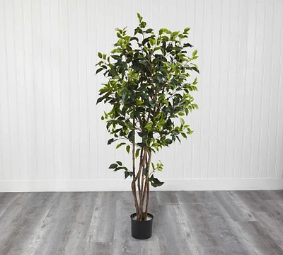 Faux Potted Ficus Bushy Tree