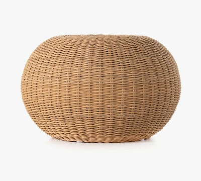 Encinitas Wicker Round Outdoor Accent Stool (21")
