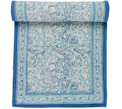 La Mer Block Print Cotton Table Runner