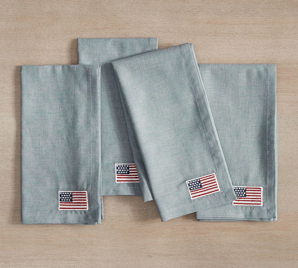 American Flag Icon Cotton/Linen Napkins - Set of 4