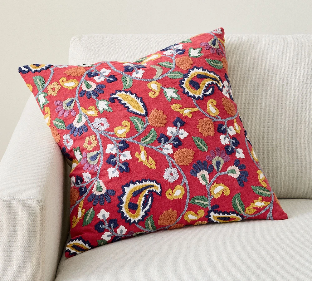 Camellia Embroidered Pillow