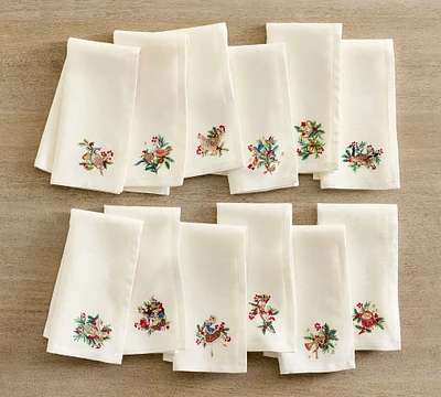 12 Days of Christmas Cotton/Linen Napkins - Set of 12