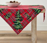 Elliot Plaid Embroidered Cotton Table Throw