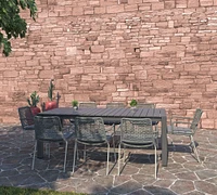 Cali Metal Dining Table with Dalhousie Rope Dining Armchair Outdoor Dining Set