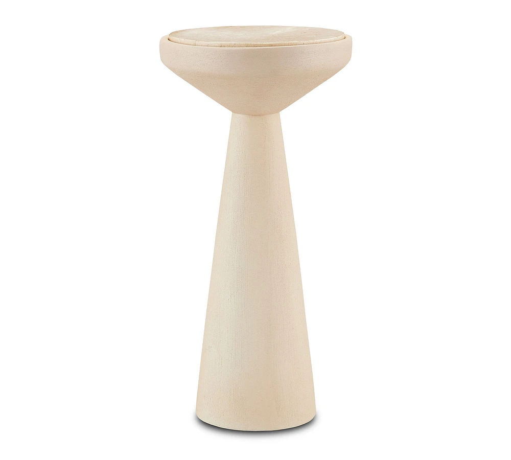 Jaime Round Travertine Accent Table (11")