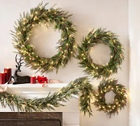 Open Box: Faux Lit Cedar Berry Pine Wreath & Garland