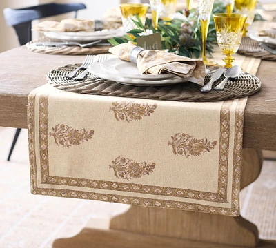 Savannah Block Print Cotton Table Runner