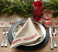 Happy Holidays Sentiment Cotton Napkins - Set of 4