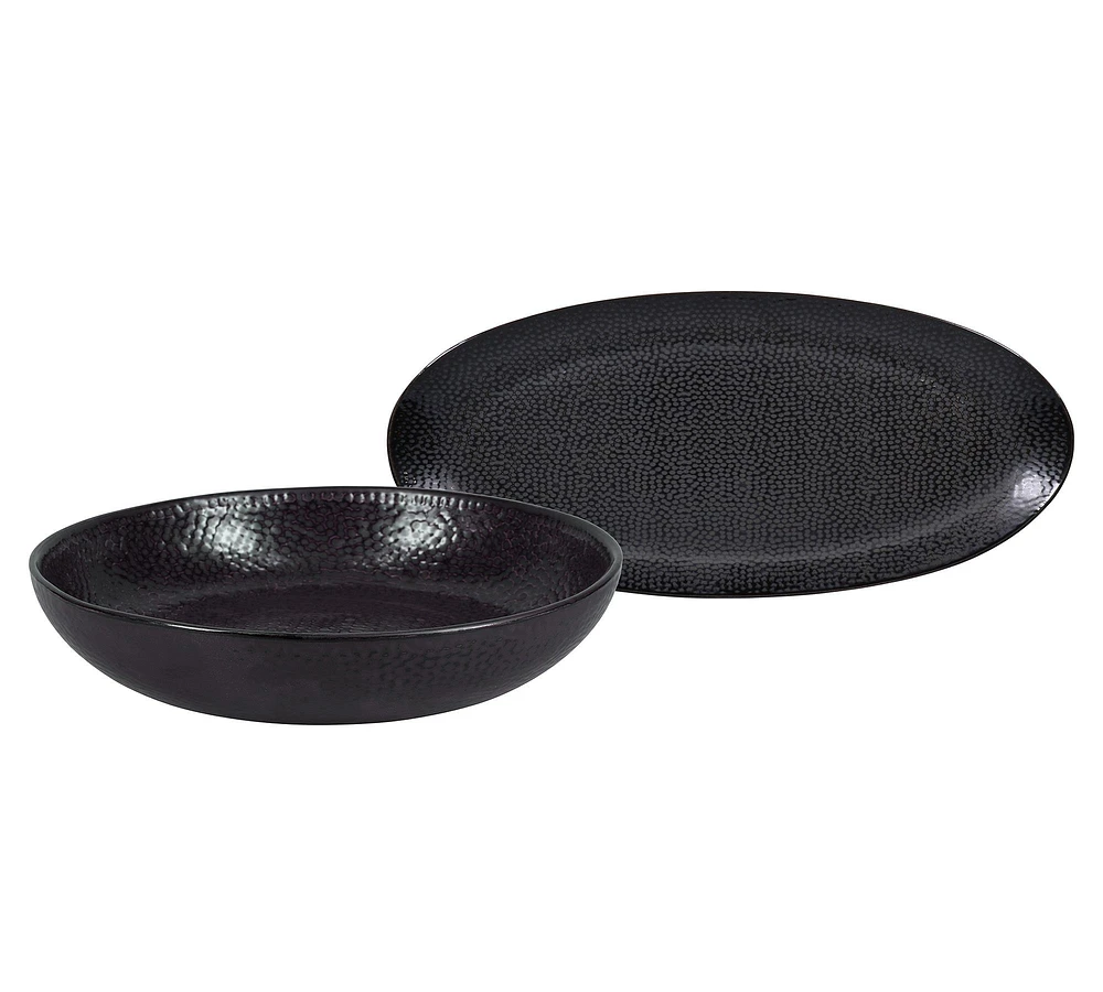 Serene Stoneware Serving Platter & Bowl Set