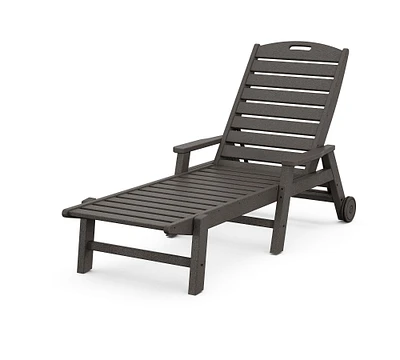 Polywood Outdoor Single Chaise Lounge with Wheels