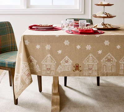 Open Box: Gingerbread Village Embroidered Oilcloth