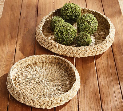 French Braided Handwoven Trays, Set of 2