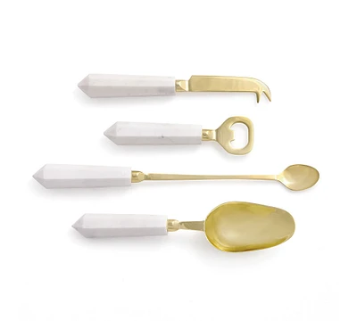Aida Marble-Handled Cocktail Accessories, Set of 4