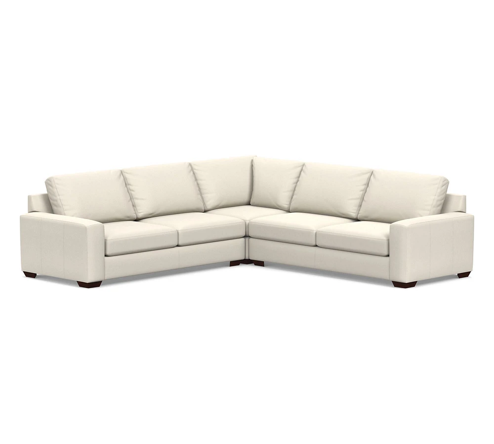 Big Sur Square Arm Leather 3-Piece L-Shaped Sectional (115")