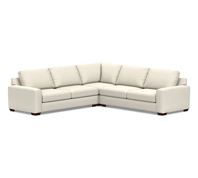 Big Sur Square Arm Leather 3-Piece L-Shaped Sectional (115")