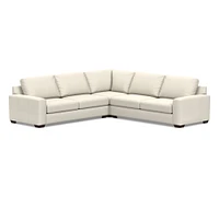 Big Sur Square Arm Leather 3-Piece L-Shaped Sectional (115")