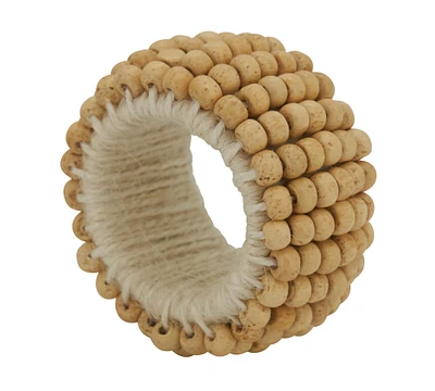 Wood Beaded Napkin Ring, Set of 4