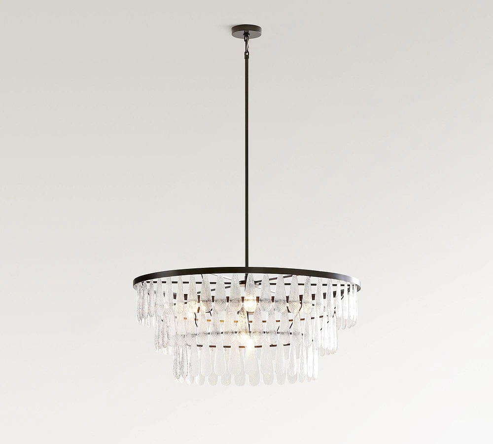 Mable Textured Glass Round Chandelier (37")