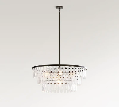 Mable Textured Glass Round Chandelier (37")