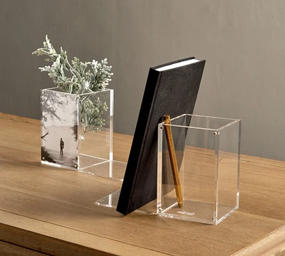 Acrylic Desk Organization with Bookends