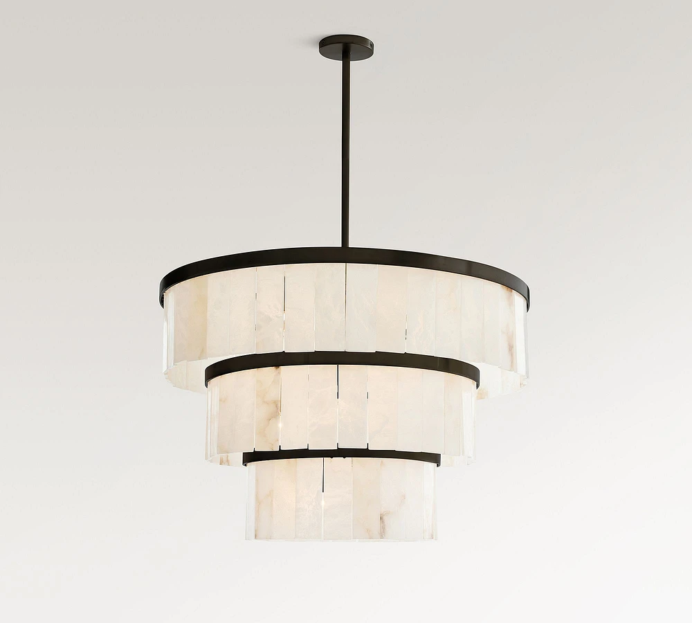 Open Box:Windham Alabaster 3 Tier Chandelier (35")