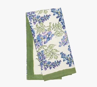 Wisteria Blockprint Cotton Tea Towels - Set of 3