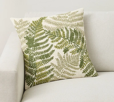 Fern Botanical Embroidered Pillow
