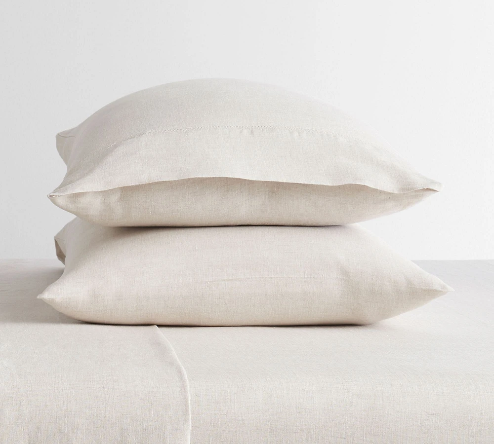 Belgian Flax Linen Hemstitch Pillowcases - Set of 2