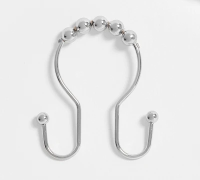 Double Hook Shower Curtain Rings - Set of 12
