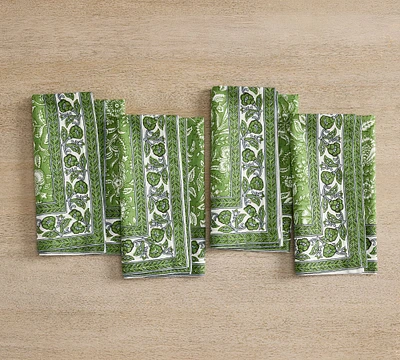 Tamara Block Print Organic Cotton Napkins - Set of 4