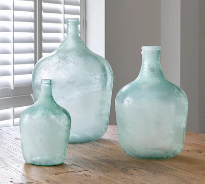 Open Box: Frosted Recycled Glass Demijohn Vase