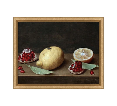 Still Life Of Lemons And Pomegranates Framed Print