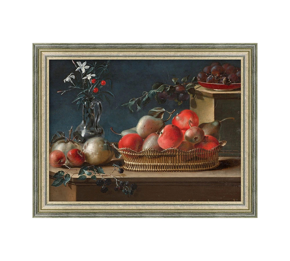 Still Life With Fruit And Crystal Vase Framed Print