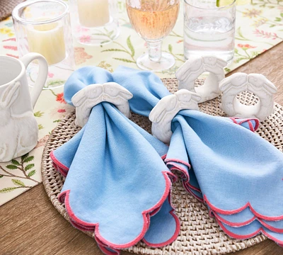 Rustic Bunny Stoneware Napkin Rings - Set of 4