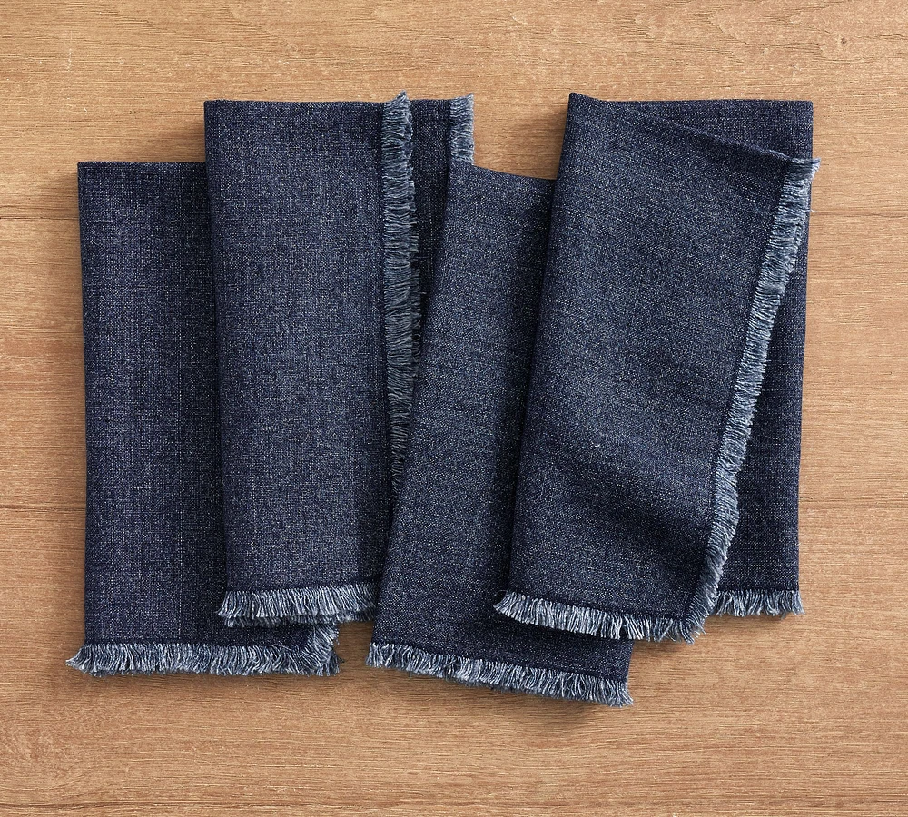 Frayed Oversized Linen Napkins - Set of 4