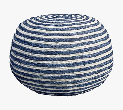 Spiral Handwoven Jute Pouf