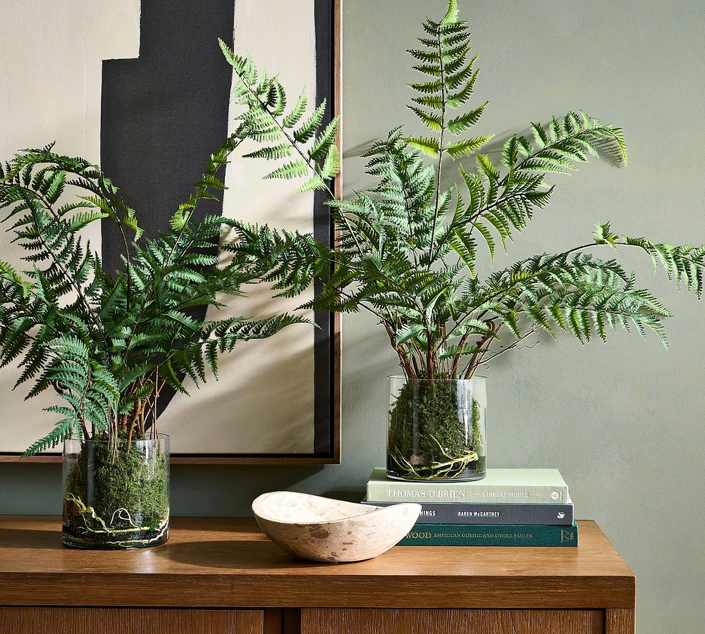 Faux Small Glass Composed Fern