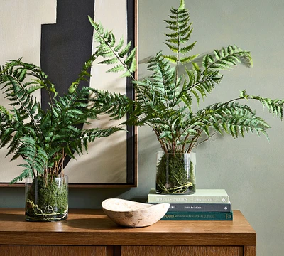 Faux Small Glass Composed Fern