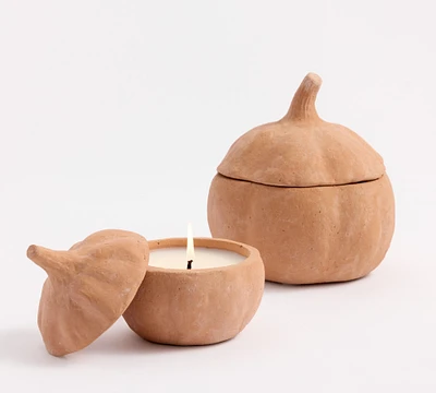 Open Box:Artisan Terracotta Pumpkin Candle - & Amber
