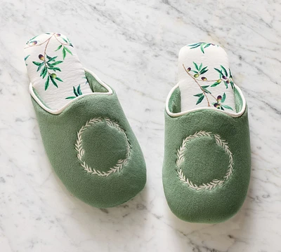 Monique Lhuillier Olive Orchard Slippers