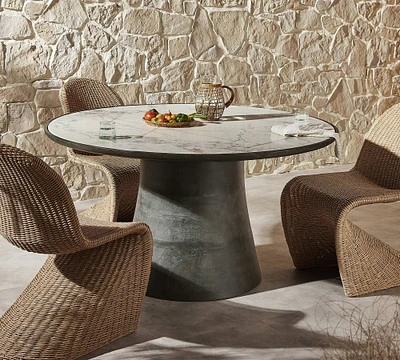 Darlyn Marble Round Outdoor Dining Table (42 - 55")